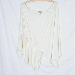 White Birch One Shoulder Sleeve Peplum Elastic Waist Ribbed Top Women's Size 1X